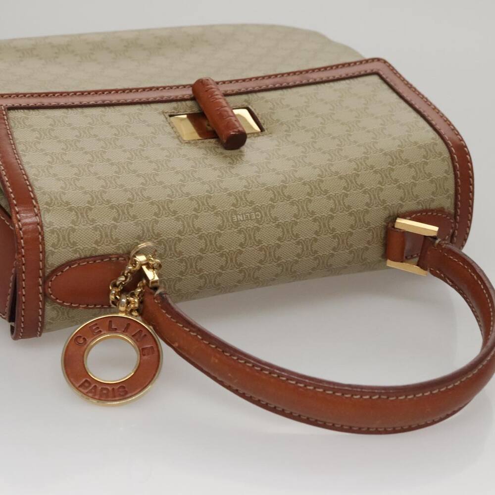 CELINE Macadam Canvas Hand Bag Beige Gold - Picture 6 of 16